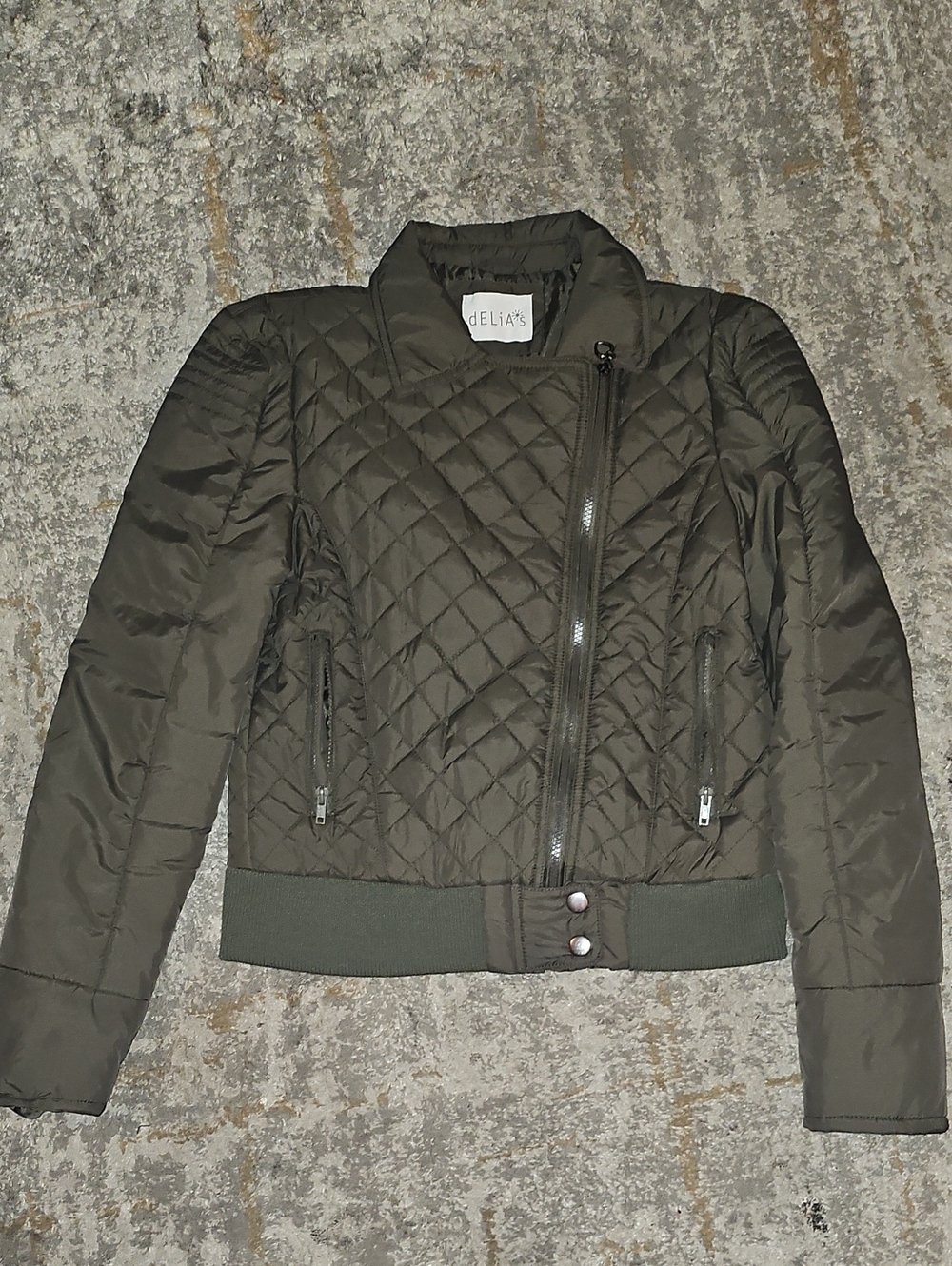 dELiA*s Quilted Olive Bomber Jacket